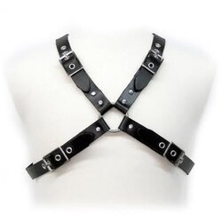 LEATHER BODY BLACK BUCKLE HARNESS FOR MEN Cene