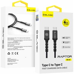 BLAVEC RAPTOR PLETENI KABEL – TIP C NA TIP C – PD 60W 3A 50 cm – črn Cene
