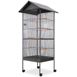  Kavez za ptice s čeličnim krovom crni 66x66x155 cm Cijene