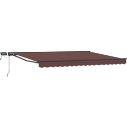  Ročno senčilo s LED-ji Rjava 4 × 3 m Poliester s PU premazom, (5000205589) Cene