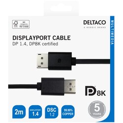 Deltaco Kabel DisplayPort 8K, DP 1.4, 2m, ČRNA Cene