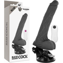 BaseCock Vibrator Realistic Bendable Black 18,5 Cm Cene