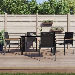 vidaXL Vrtne stolice 4 kom crne 55 x 61 5 x 90 cm tekstilen i čelik Cijene