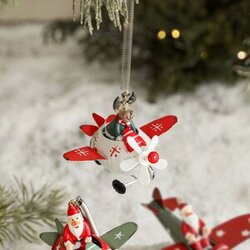  Novogodišnji ukras za jelku irvas u avionu EL beli Cene