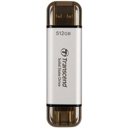 Transcend 512GB, portable ssd, ESD310, usb 3.1 gen 2, usb type-a/usb type-c, write up to 950 mb/s, read up to 1050 mb/s, silver Cene