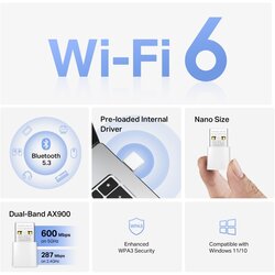 Mercusys MA60XNB V1.0, AX900 nano wi-fi 6 + bluetooth usb adapter Cene