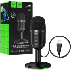 hoco. mikrofon L25, stolni, rgb, usb, crni Cene