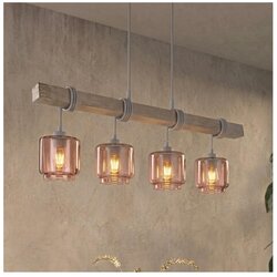 Brilagi Luster na sajli WOOD GLASS 4xE27/60W/230V borovina/siva/zadimljeno bež Cene