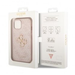 Guess maska za iphone 15 leather 4G metal logo pink Cene