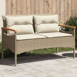 vidaXL Vrtna klupa s jastucima 116 x 62 5 x 74 cm bež od poliratana Cijene
