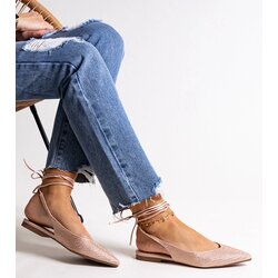 Gemre Lace-up pink ballet flats with rhinestones Safine Cijene