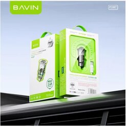 BAVIN auto punjač 2.4A dual 2xUSB-A + kabl type-a na type-c crna Cene