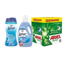 Ariel Lenor Spring Set za Pranje Veša 3u1, 100 kapsula + perle + omekšivač Cene