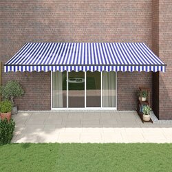 vidaXL Tenda na uvlačenje plavo-bijela 5 x 3 m od tkanine i aluminija Cijene