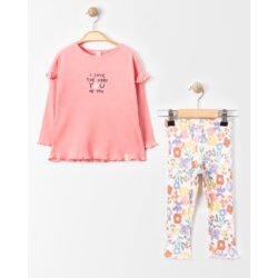VIA GIRLS Kompletić za devojčice, majica i pantalone I love you, Roze Cene