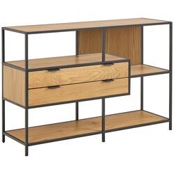Livetastic Crna/u prirodnoj boji biblioteka u dekoru hrasta 114x78x35 cm Seaford – Cene