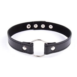 Fetish Addict Collar with Hoop Adjustable 38cm Black Cene