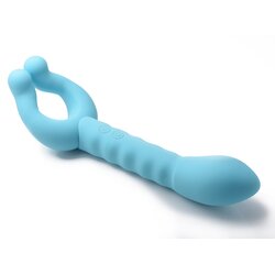 Frisky Yass! Vibe Dual-Ended Silicone Vibrator Teal Cene