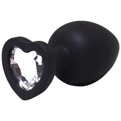  Veliki crni silikonski analni dildo srce sa dijamantom Cene
