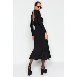 Trendyol Black Backless Flounce Skirt High Neck Maxi Length Flexible Knitted Dress Cijene