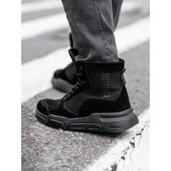 Ombre Men's ankle sneaker boots with sculpted sole - black Cijene
