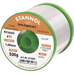 Stannol mehka spajkalna žica kristall 611 v zlitini flowtin TSC305 z 2\,5% pretoka 1\,0 mm s premerom na 500 g koluta kristall 611 fairtin spajkalna žica\, neosvinčena neosvinčeni sn, (20395573) Cene
