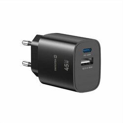 Swissten Polnilec GAN, 1xUSB-C PD 45W, 1xUSB-A, 18W, črn Cene