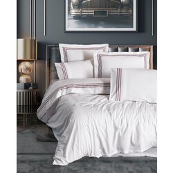 Mila Home Luxury Bela enojna posteljnina iz renforce bombaža 140x200 cm Red Heritage Lines – Cene