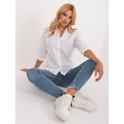 Fashion Hunters White button-down shirt with 3/4 sleeves Cene