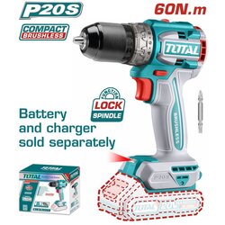 Total li-ion akumulatorska bušilica,bl, 20v, 60Nm,metalni futer 13mm, solo TDLI206021 Cene