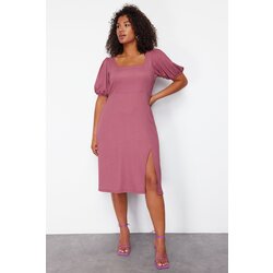 Trendyol Curve Plum Slit Knitted Dress Cene