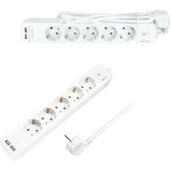 Logilink produžni kabl 5 mesta, 2 USB, prekidač, 1.5m, beli ( 4783 ) Cene