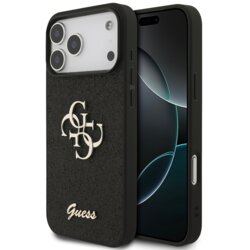 Guess GUHCP17XHG4SGK silikonski ovitek za iPhone 17 Pro Max - črn z bleščicami in zlatim logom Cene