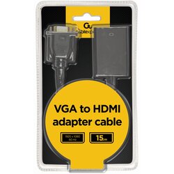 Cablexpert VGA to HDMI adapter cable, 0.15 m, black Cene