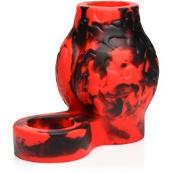 Creature Cocks Hell Hound Silicone Penis Sleeve + Ball Stretcher Large Red Cene