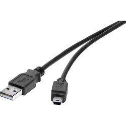 Renkforce USB 2.0 [1x moški konektor USB 2.0 tipa A - 1x moški konektor USB 2.0 tipa mini B] 0.15 m črna pozlačeni konektorji USB kabel USB, (20416011) Cene