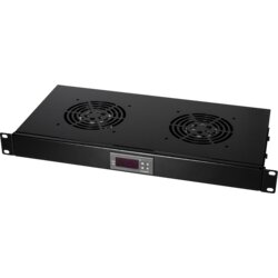 Logilink ventilator panel sa 2 ventilatora i termostatom, 1U, 465 x 220, crni Cene