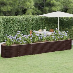 vidaXL Visoka greda iz prašno premazanega jekla 440x80x68 cm rjava Cene