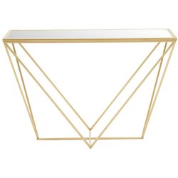 Premier Housewares Stranska mizica s stekleno mizno ploščo v zlati barvi 40x120 cm Farran – Cene