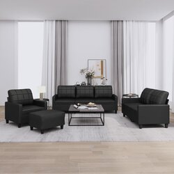 vidaXL 4-dijelni set sofa s jastucima crni od umjetne kože Cijene