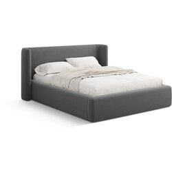 Windsor & Co Sofas Siva oblazinjena zakonska postelja s prostorom za shranjevanje z letvenim dnom 180x200 cm Jason – Cene