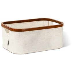Bigso Kremno bela tekstilna škatla za shranjevanje 38x26x16 cm Bamboo/Linen – Cene