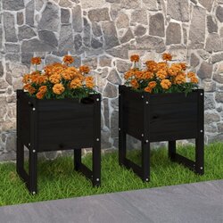 vidaXL Visoka greda 2 kosa črna 40x40x52,5 cm trdna borovina Cene