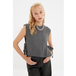 Trendyol Anthracite Side Tie Detailed Knitwear Sweater Cene