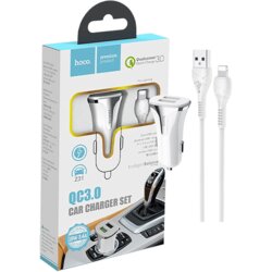 Hoco Auto punjač sa Lightning kabelom, QC, 2 x USB, 3.1 A - Z31 Universe double port, Lightning, Bijeli Cijene