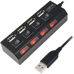Logilink USB 2.0 HUB, 4-port, On/Off, crni ( 4430 ) Cene