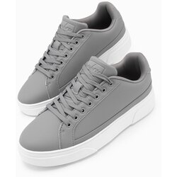 Ombre Men's eco leather sneakers shoes with thick sole - grey Cijene