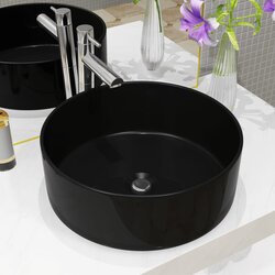 vidaXL Keramički okrugli umivaonik 40 x 15 cm crni Cijene