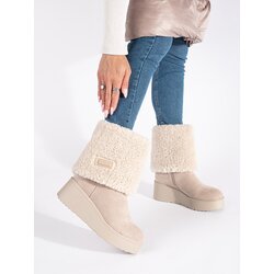 SEASTAR Beige insulated women's wedge boots Cene