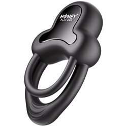 HoneyPlayBox Anello App-Controlled Vibrating Double Cock Ring with Clitoral Stimulator Black Cene